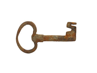 Obraz premium Rusty old key isolated on white