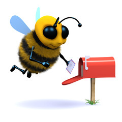 3d Honey bee checks his mail