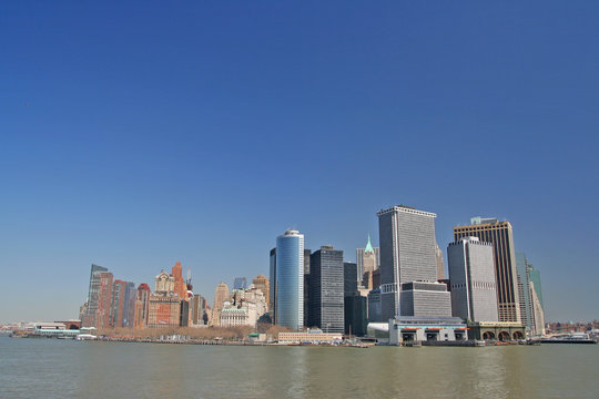 Manhattan skyline from staten island ferry