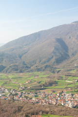 Mountains with houses