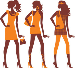 fashionable females silhouettes