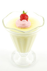 pudding with strawberry and cream