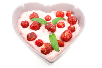 strawberries in heart shape plate