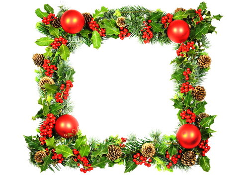 Christmas Frame in Natural Holly