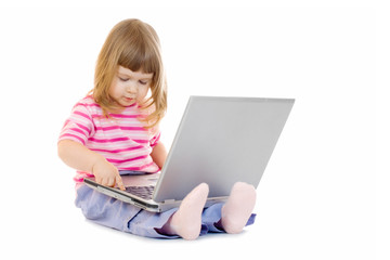 Little girl with laptop