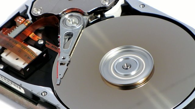 Hard drive closeup working