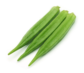 Okras on white background