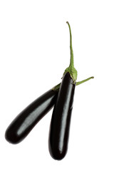 2 aubergine isolated white background .
