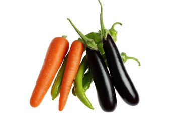 Fresh vegetables isolated on white background .