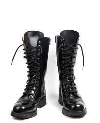 Black leather boots, isolated