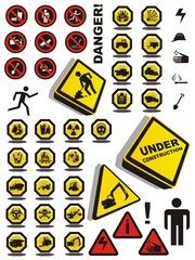 big under construction and work icon set