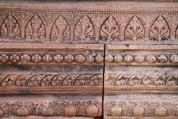 ancient art carving on base of Prasat Khao Panom Rung, Buriram