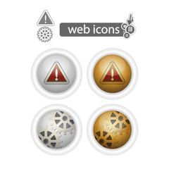 round web icons-settings and exclamation sign