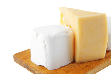 soft delicacy cheeses on board