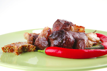 main course served on green plate