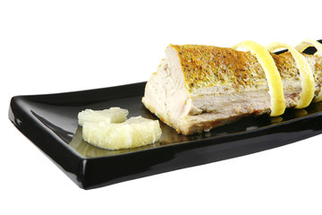 served tuna with lemon