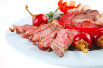 roast beef slices on dish