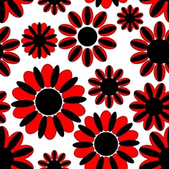 Seamless background with art flowers