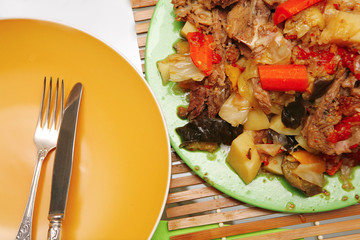 served stew meat