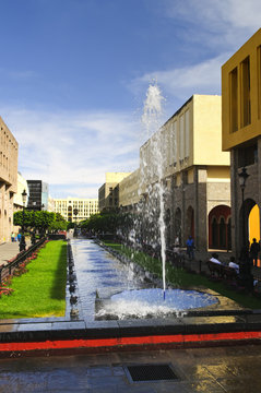 Plaza Tapatia with fountain in Guadalajara, Jalisco, Mexico
