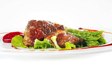 served roasted beef meat