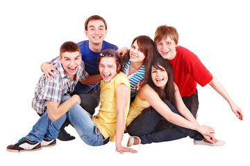 Obraz premium Group of happy young people. Isolated.