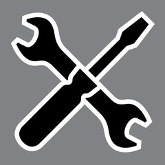 Wrench and screwdriver. Repair workshop emblem - Vector