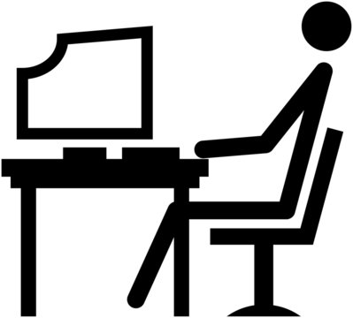 Office worker at his workplace at the office – Vector