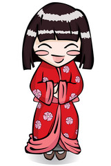 cute little girl in japanese kimono