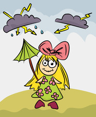 creepy little freak girl with umbrella