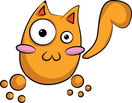 crazy cartoon anime styled orange cat