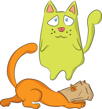 set of two cute cats