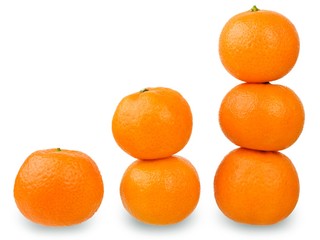 Fresh tangerines isolated on white. Concept of growth.