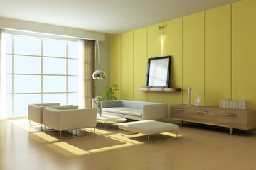 3d render modern living room