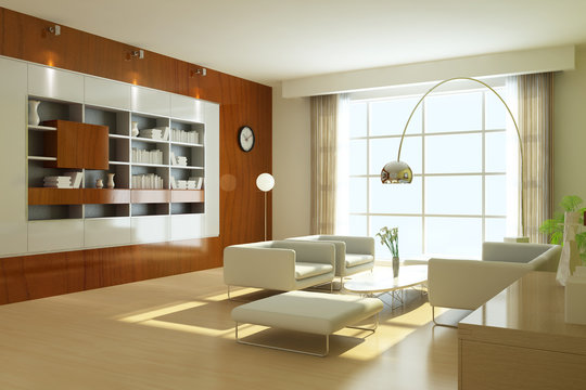 3d render modern living room