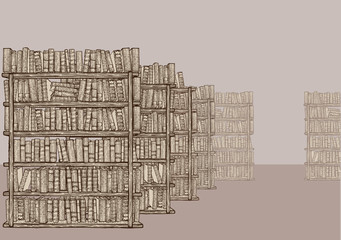 Library with bookshelves