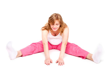 Pregnant woman making fitness exercises