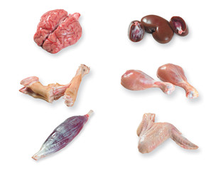 Different parts of raw meat