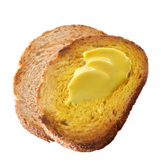 Butter melted on slice of bread