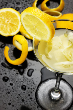 Natural lemonade in cocktail glass