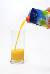 pouring the orange juice