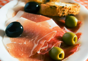 Prosciutto and olives