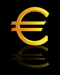 Gold sign on euro