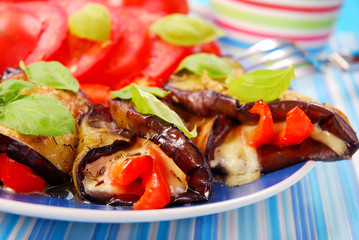 rolled aubergine slices