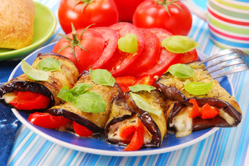 rolled aubergine slices