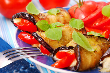 rolled aubergine slices