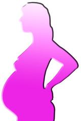 femme enceinte rose, fond blanc