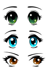 Set of manga eyes