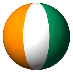 Ivory Coast flag sphere isolated on white illustration