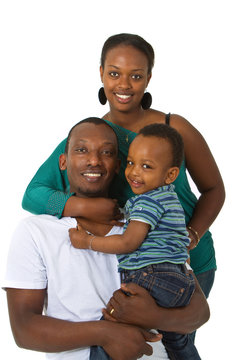 Young afro american family in a studio setting.